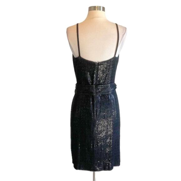 Ralph Lauren Black Label Black Velvet Sequin Wrap Sheath Cocktail Dress NWT - Picture 5 of 9
